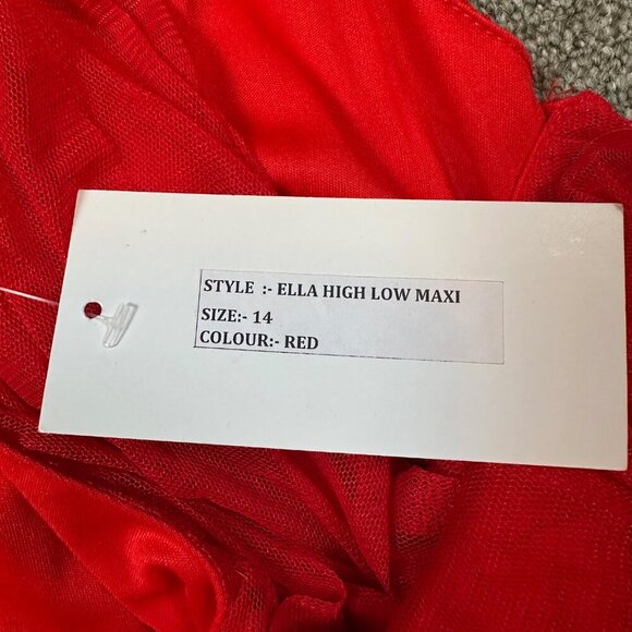 Lace & Beads ASOS Ella Tulle Maxi Prom Dress in Bright Ruby Red Women's Size 14 - Picture 6 of 7